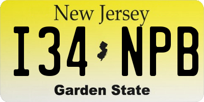 NJ license plate I34NPB