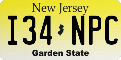 NJ license plate I34NPC