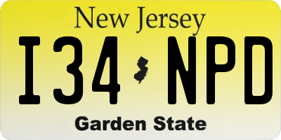 NJ license plate I34NPD