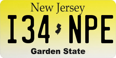 NJ license plate I34NPE