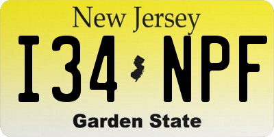 NJ license plate I34NPF