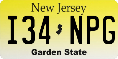 NJ license plate I34NPG