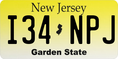 NJ license plate I34NPJ