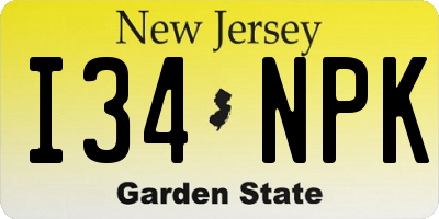 NJ license plate I34NPK