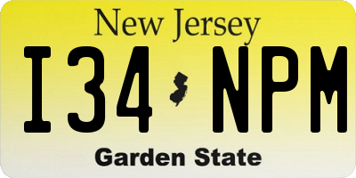 NJ license plate I34NPM