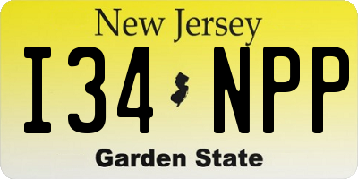 NJ license plate I34NPP
