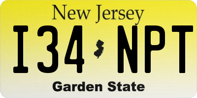 NJ license plate I34NPT