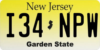 NJ license plate I34NPW