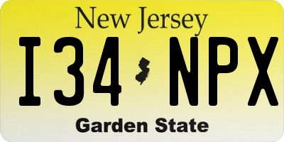 NJ license plate I34NPX