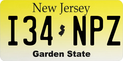 NJ license plate I34NPZ