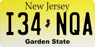 NJ license plate I34NQA