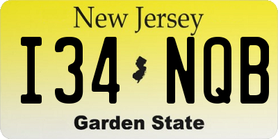 NJ license plate I34NQB