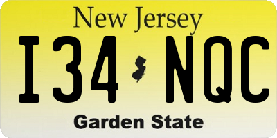 NJ license plate I34NQC