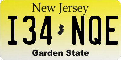 NJ license plate I34NQE