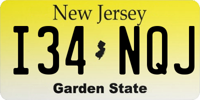 NJ license plate I34NQJ