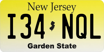 NJ license plate I34NQL