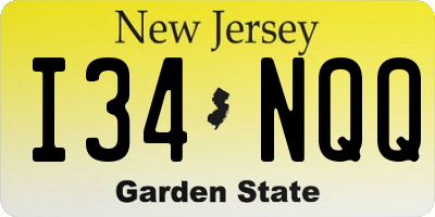 NJ license plate I34NQQ