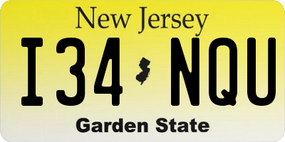 NJ license plate I34NQU