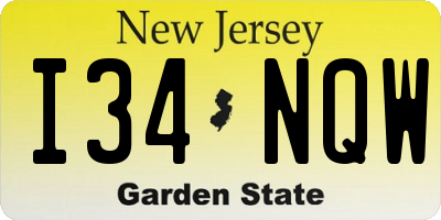 NJ license plate I34NQW