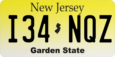 NJ license plate I34NQZ