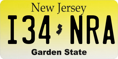 NJ license plate I34NRA