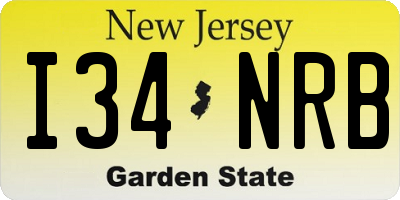 NJ license plate I34NRB