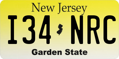 NJ license plate I34NRC