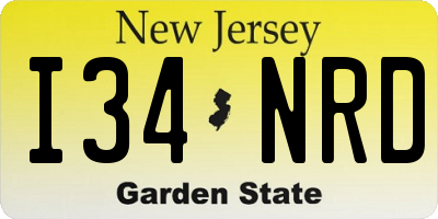 NJ license plate I34NRD