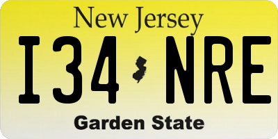 NJ license plate I34NRE