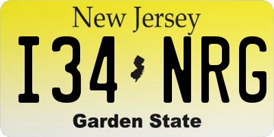 NJ license plate I34NRG