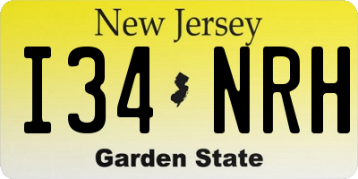 NJ license plate I34NRH