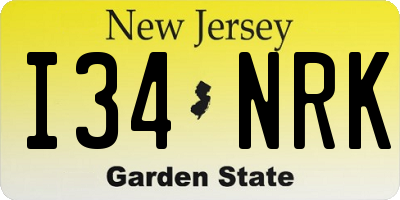 NJ license plate I34NRK
