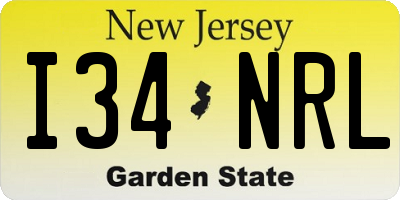 NJ license plate I34NRL