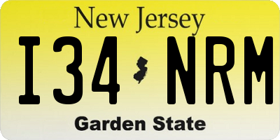 NJ license plate I34NRM