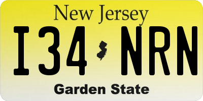 NJ license plate I34NRN