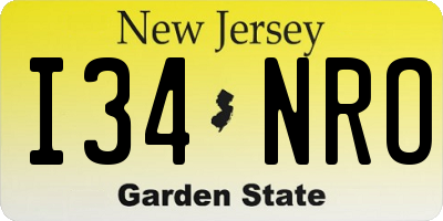 NJ license plate I34NRO