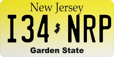 NJ license plate I34NRP