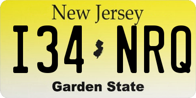 NJ license plate I34NRQ
