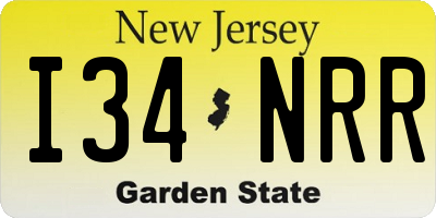 NJ license plate I34NRR