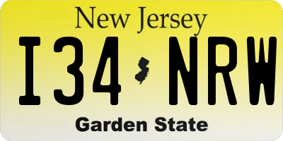 NJ license plate I34NRW