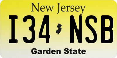 NJ license plate I34NSB
