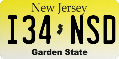 NJ license plate I34NSD