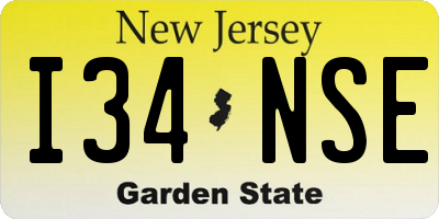 NJ license plate I34NSE