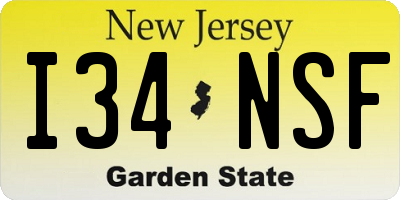 NJ license plate I34NSF