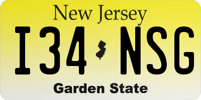 NJ license plate I34NSG