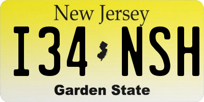 NJ license plate I34NSH