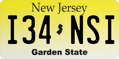 NJ license plate I34NSI