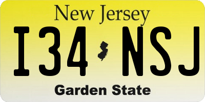 NJ license plate I34NSJ
