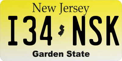 NJ license plate I34NSK
