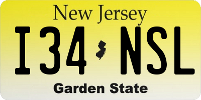 NJ license plate I34NSL